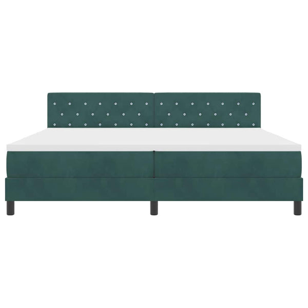 vidaXL Box Spring Bed with Mattress Dark Green 200 x 200 cm Velvet
