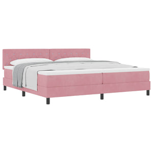 vidaXL Box Spring Bed with Mattress with Headboard Pink 200 x 200 cm Velvet