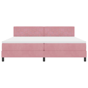 vidaXL Box Spring Bed with Mattress with Headboard Pink 200 x 200 cm Velvet