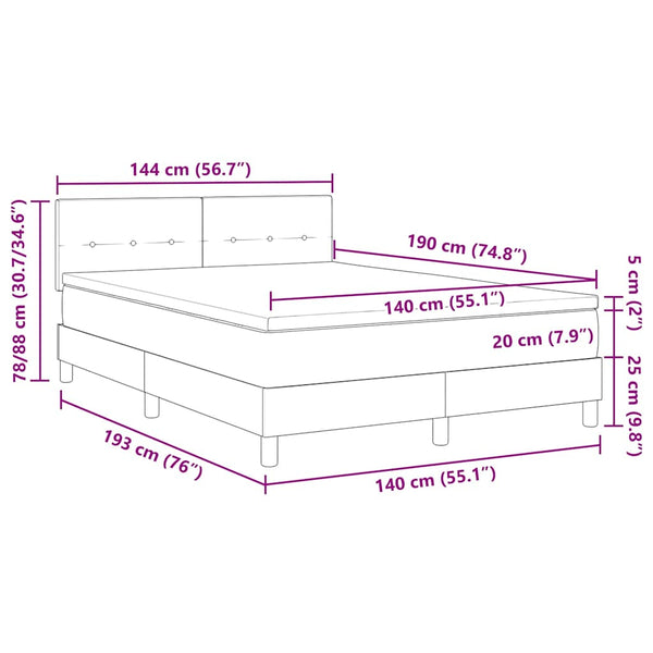 vidaXL Box Spring Bed with Mattress Black 140 x 190 cm Velvet