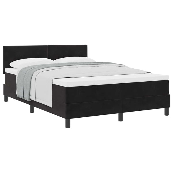 vidaXL Box Spring Bed with Mattress Black 160 x 200 cm Velvet