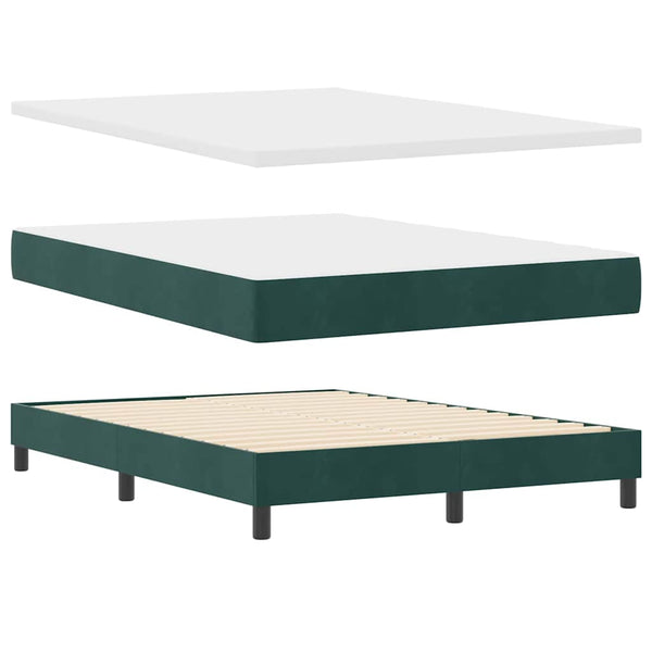 vidaXL Box Spring Bed with Mattress Dark Green 160 x 200 cm Velvet