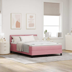 vidaXL Box Spring Bed with Mattress and Headboard Pink 160 x 200 cm Velvet