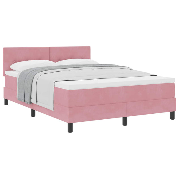 vidaXL Box Spring Bed with Mattress and Headboard Pink 160 x 200 cm Velvet