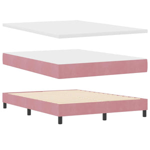 vidaXL Box Spring Bed with Mattress and Headboard Pink 160 x 200 cm Velvet