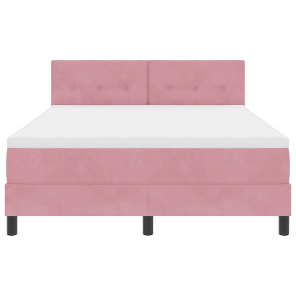 vidaXL Box Spring Bed with Mattress and Headboard Pink 160 x 200 cm Velvet