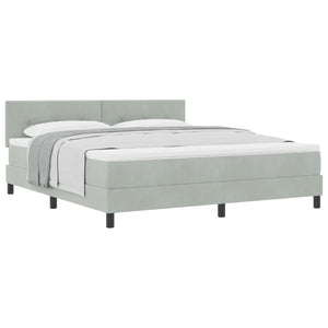 vidaXL Box spring bed with mattress Light grey 180 x 200 cm Velvet