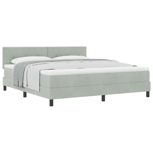 vidaXL Box spring bed with mattress Light grey 180 x 200 cm Velvet