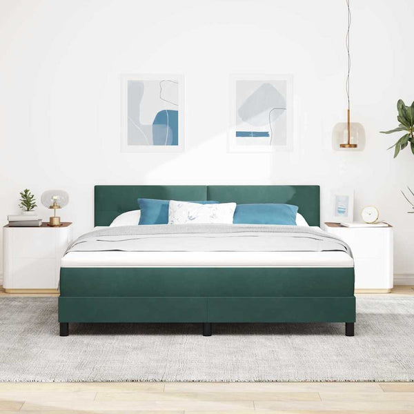 vidaXL Box Spring Bed with Mattress Dark Green 180 x 200 cm Velvet