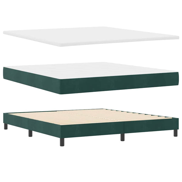 vidaXL Box Spring Bed with Mattress Dark Green 180 x 200 cm Velvet