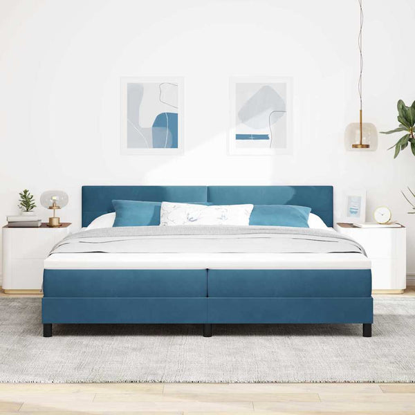 vidaXL Box Spring Bed with Mattress Dark Blue 200 x 200 cm Velvet
