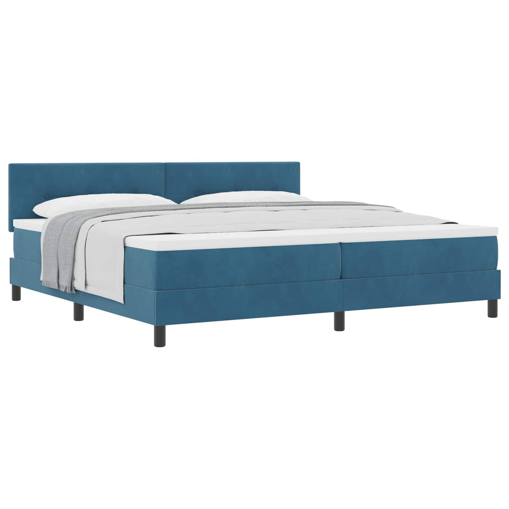 vidaXL Box Spring Bed with Mattress Dark Blue 200 x 200 cm Velvet