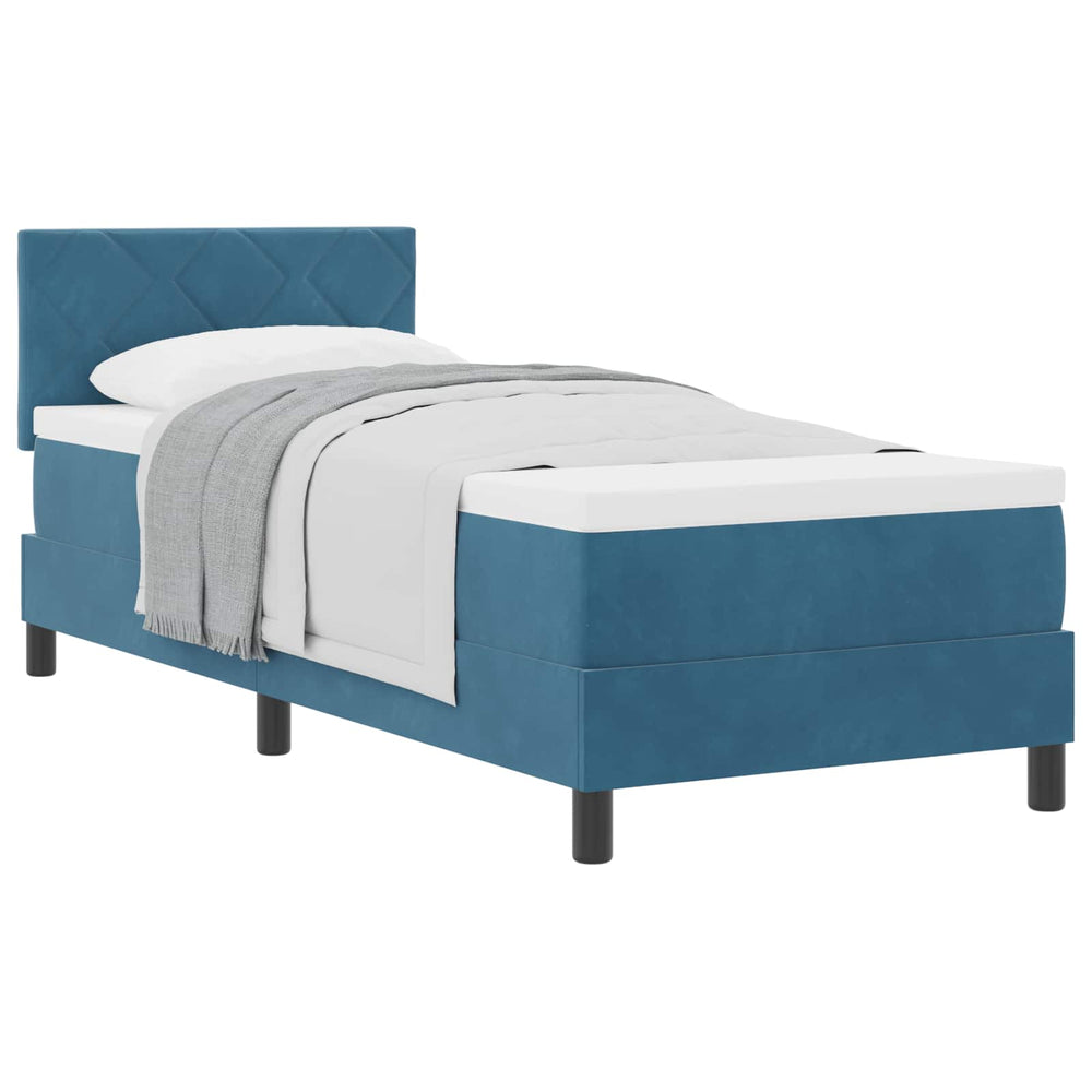 vidaXL Box Spring Bed with Headboard Dark Blue 80 x 200 cm Velvet
