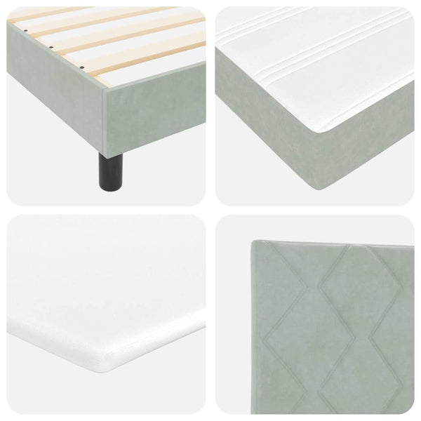 vidaXL Box Spring Bed with Headboard Light Gray 90 x 190 cm Velvet