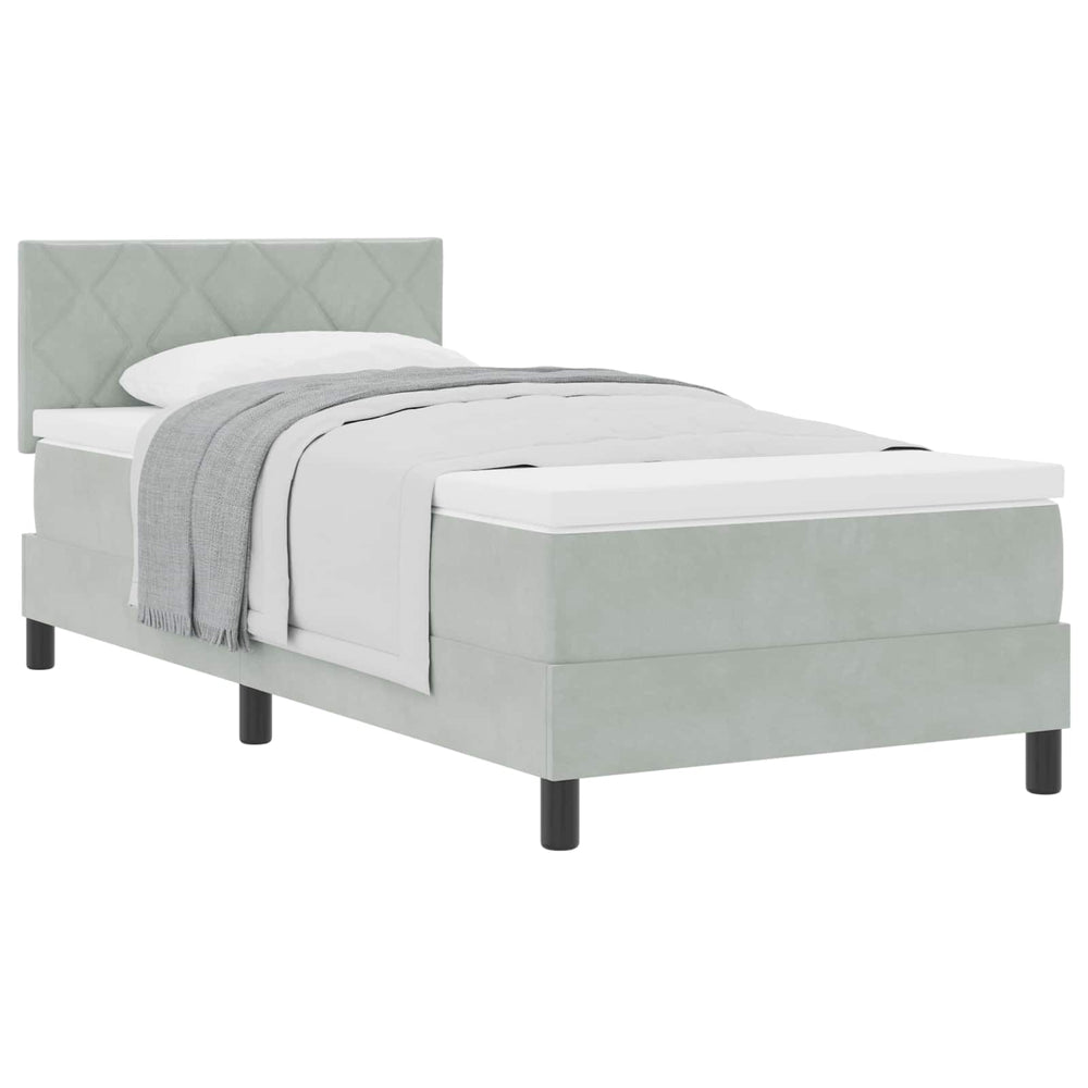vidaXL Box Spring Bed with Headboard Light Gray 90 x 190 cm Velvet