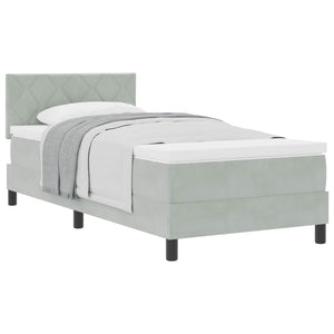 vidaXL Box Spring Bed with Headboard Light Gray 90 x 190 cm Velvet