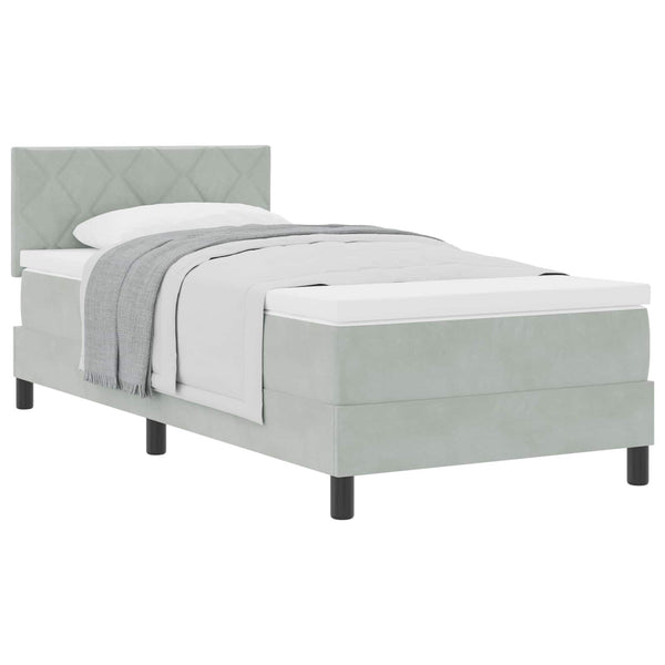vidaXL Box Spring Bed with Headboard Light Gray 90 x 190 cm Velvet
