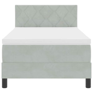 vidaXL Box Spring Bed with Headboard Light Gray 90 x 190 cm Velvet