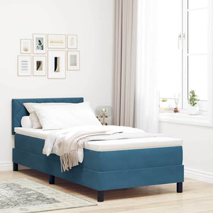 vidaXL Box Spring Bed with Headboard Dark Blue 90 x 190 cm Velvet