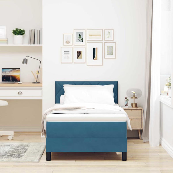 vidaXL Box Spring Bed with Headboard Dark Blue 90 x 190 cm Velvet