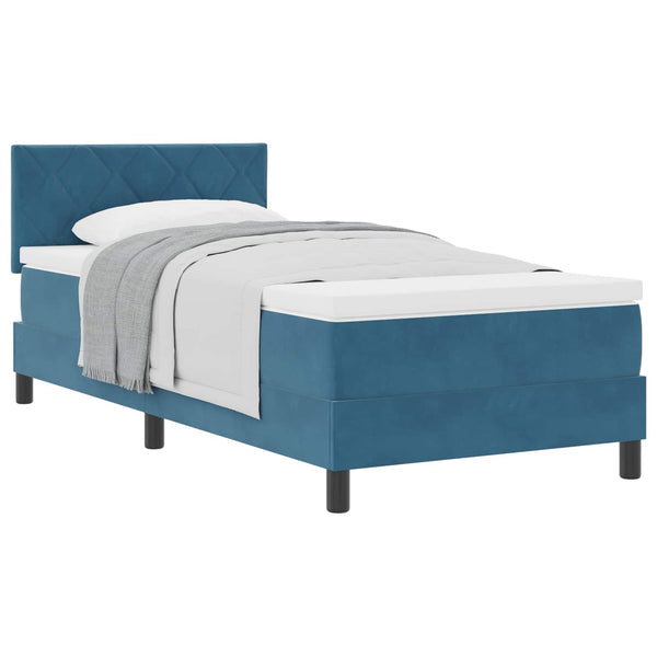 vidaXL Box Spring Bed with Headboard Dark Blue 90 x 190 cm Velvet