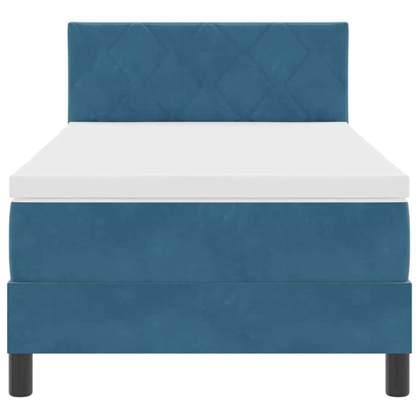 vidaXL Box Spring Bed with Headboard Dark Blue 90 x 190 cm Velvet