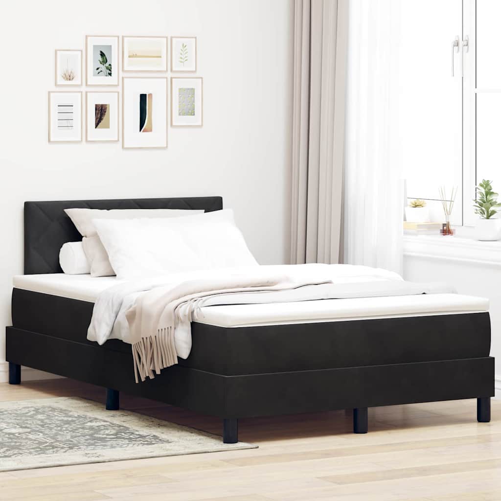 vidaXL Box Spring Bed with Headboard Black 120 x 190 cm Velvet