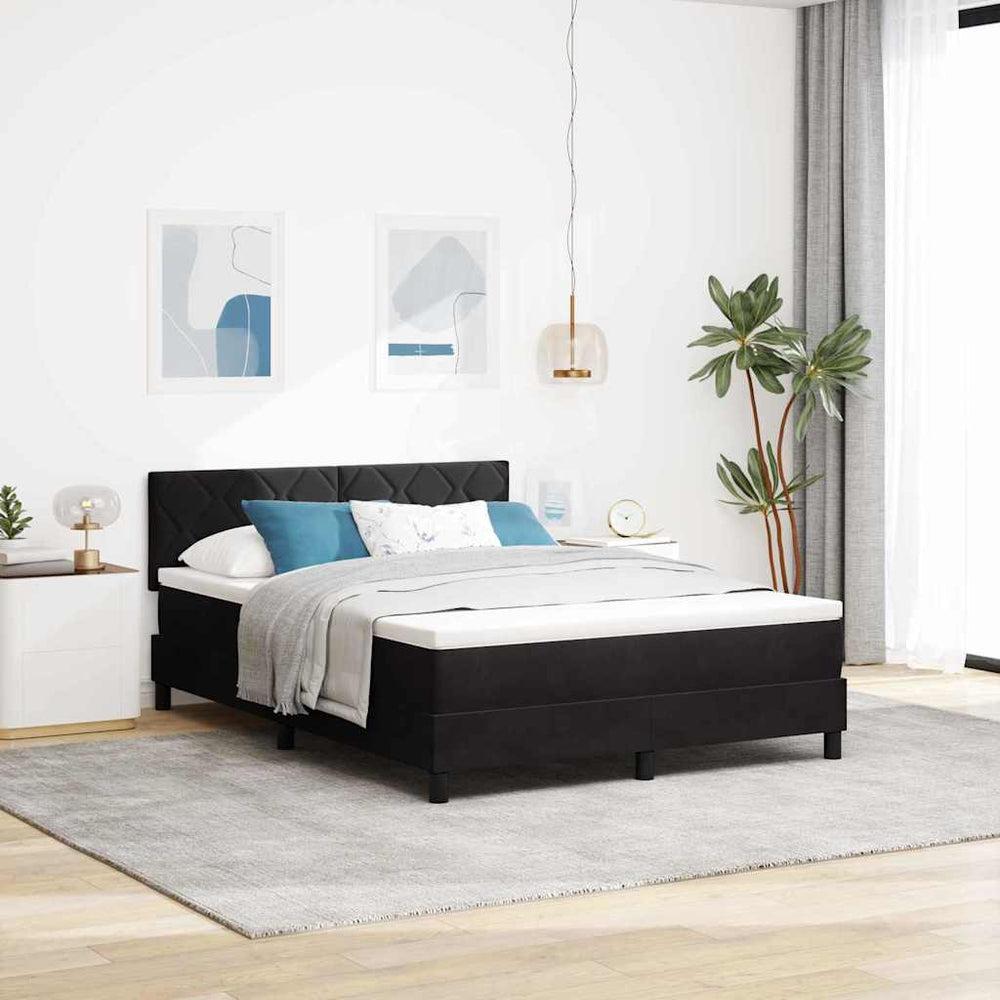 vidaXL Box Spring Bed with Headboard Black 140 x 190 cm Velvet
