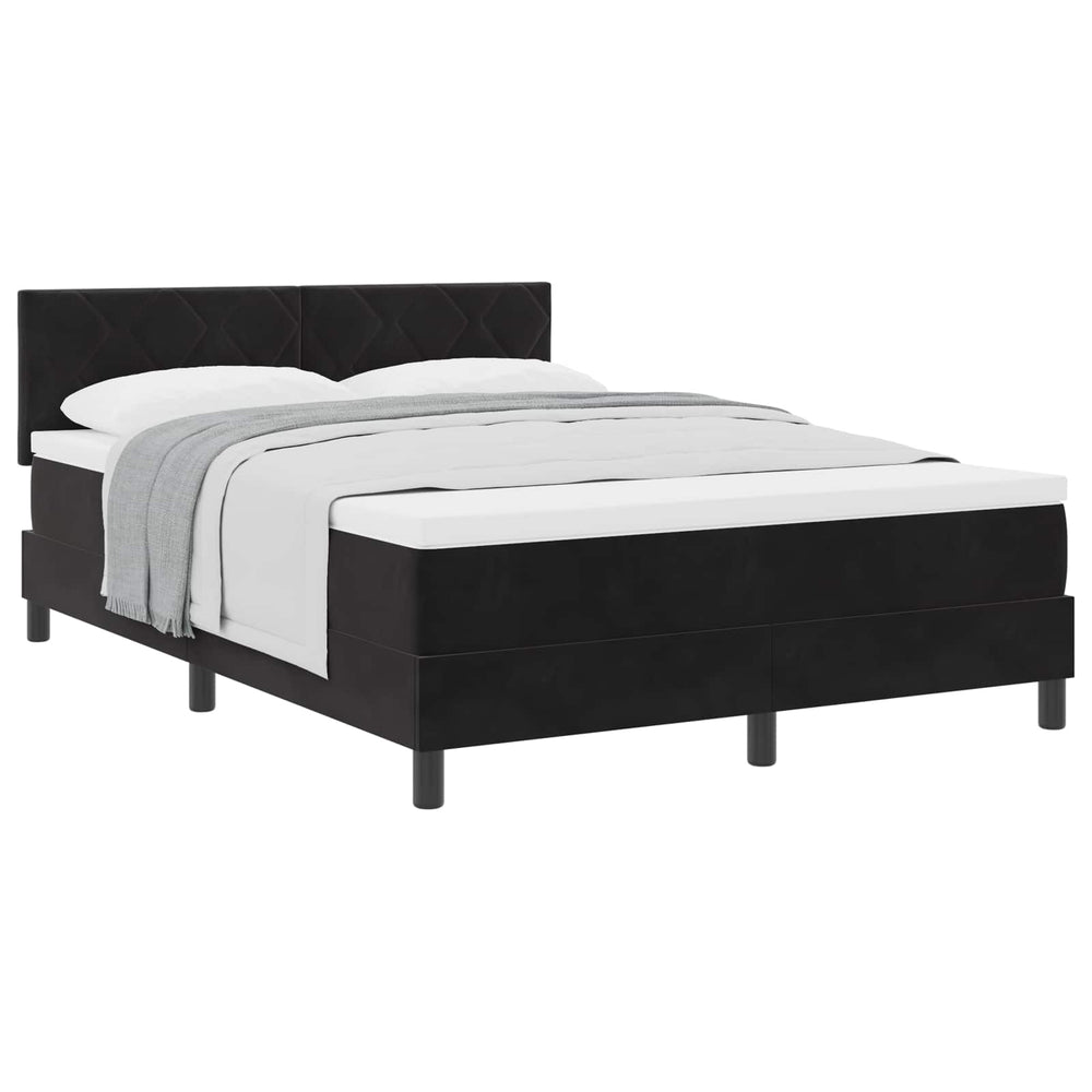 vidaXL Box Spring Bed with Headboard Black 140 x 190 cm Velvet