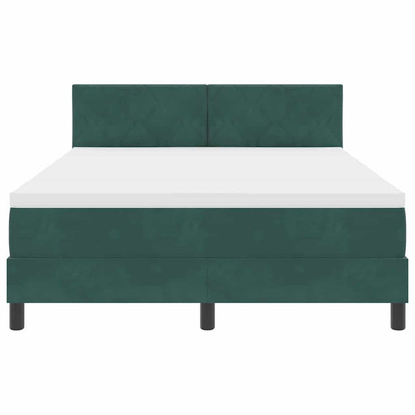 vidaXL Box Spring Bed with Headboard Dark Green 140 x 200 cm Velvet