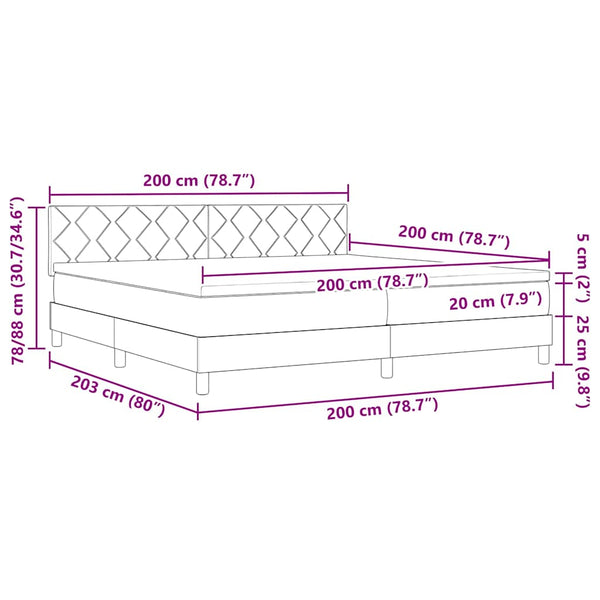 vidaXL Box spring bed with headboard Black 200 x 200 cm Velvet