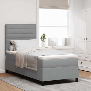 vidaXL Box Spring Bed with Mattress Light Grey 80 x 200 cm Fabric