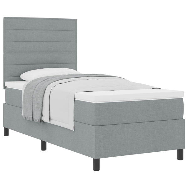 vidaXL Box Spring Bed with Mattress Light Grey 80 x 200 cm Fabric