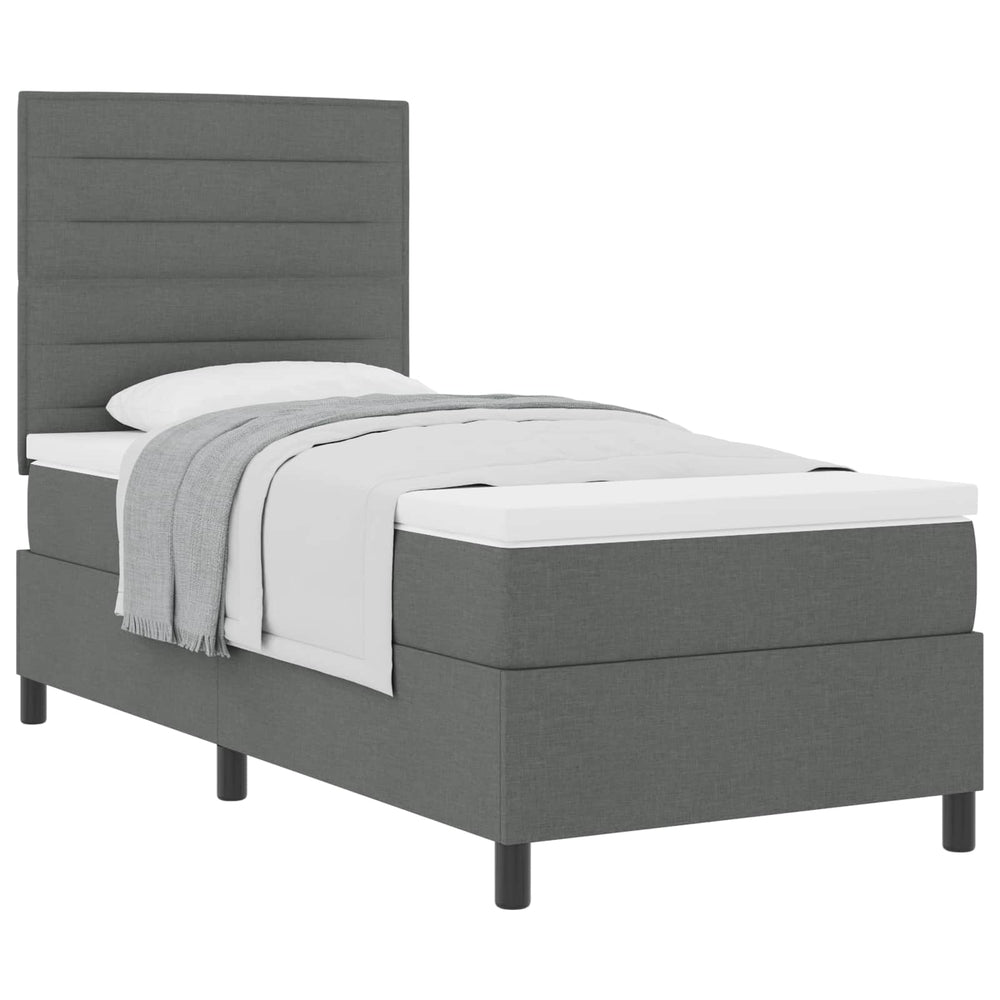 vidaXL Box Spring Bed with Mattress Dark Grey 80 x 200 cm Fabric