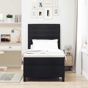 vidaXL Box spring bed with mattress Black 80 x 200 cm Fabric