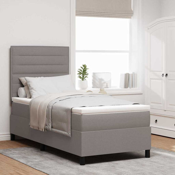 vidaXL Box Spring Bed with Mattress and Headboard Taupe 80 x 200 cm Fabric