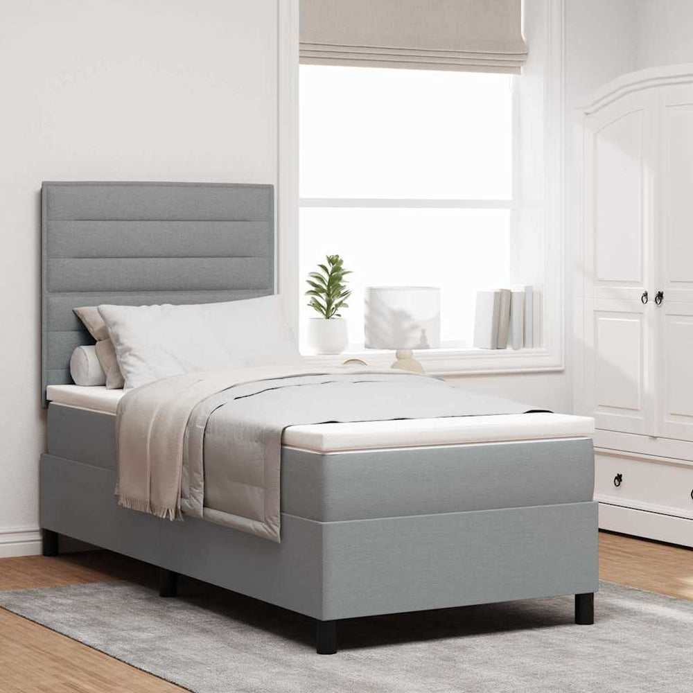 vidaXL Box Spring Bed with Mattress Light Grey 90 x 190 cm Fabric