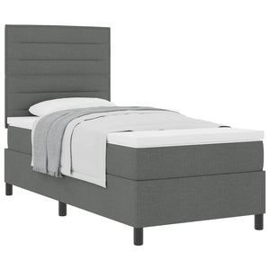 vidaXL Box Spring Bed with Mattress Dark Grey 90 x 190 cm Fabric