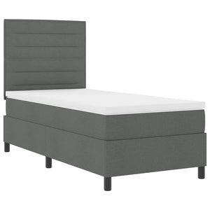 vidaXL Box Spring Bed with Mattress Dark Grey 90 x 190 cm Fabric