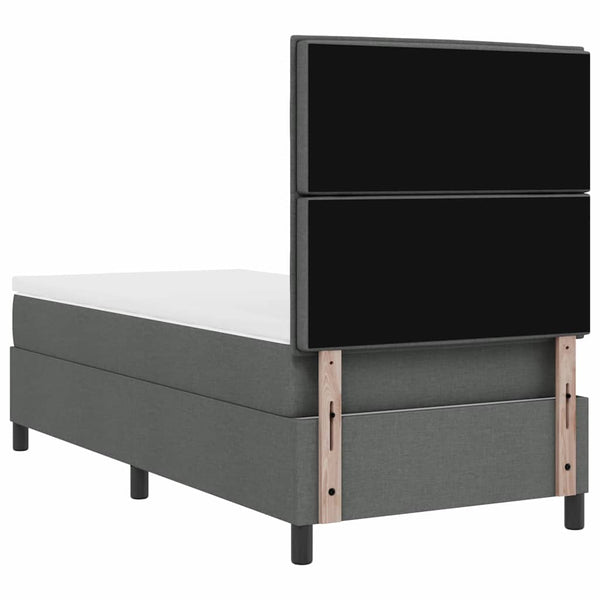 vidaXL Box Spring Bed with Mattress Dark Grey 90 x 190 cm Fabric