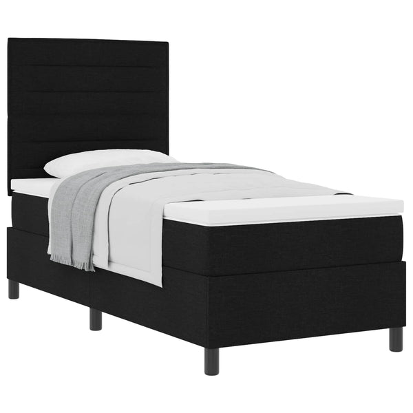 vidaXL Box Spring Bed with Mattress Black 90 x 190 cm Fabric