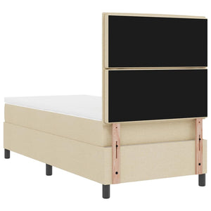 vidaXL Box Spring Bed with Mattress and Headboard Cream 90 x 190 cm Fabric