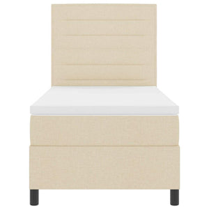vidaXL Box Spring Bed with Mattress and Headboard Cream 90 x 190 cm Fabric
