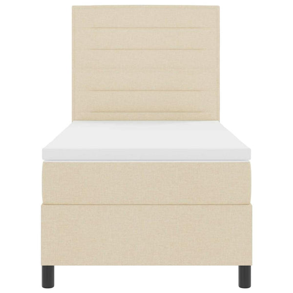 vidaXL Box Spring Bed with Mattress and Headboard Cream 90 x 190 cm Fabric