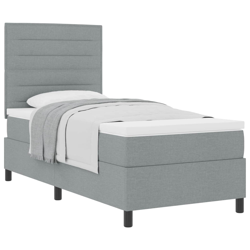vidaXL Box Spring Bed with Mattress Light Grey 90 x 200 cm Fabric