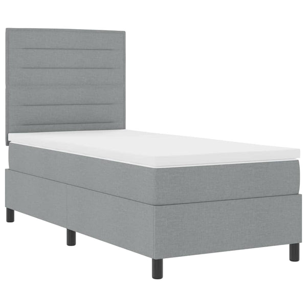 vidaXL Box Spring Bed with Mattress Light Grey 90 x 200 cm Fabric