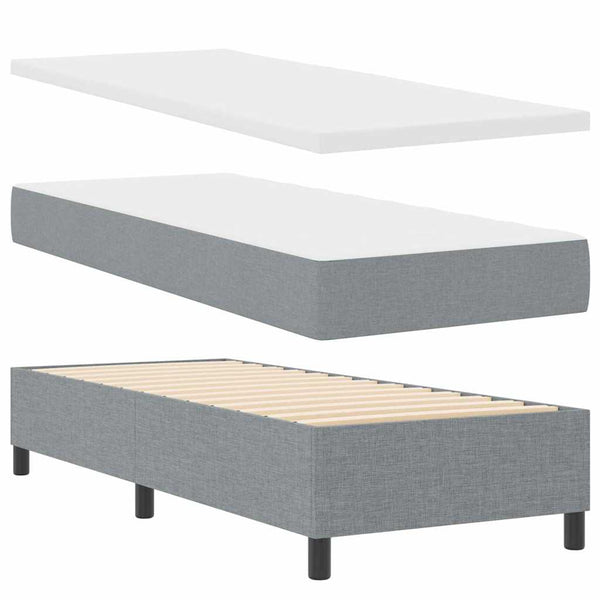 vidaXL Box Spring Bed with Mattress Light Grey 90 x 200 cm Fabric