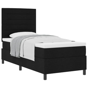 vidaXL Box Spring Bed with Mattress Black 90 x 200 cm Fabric