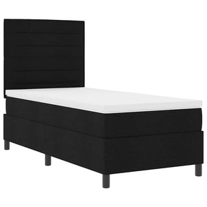 vidaXL Box Spring Bed with Mattress Black 90 x 200 cm Fabric