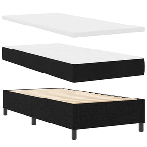vidaXL Box Spring Bed with Mattress Black 90 x 200 cm Fabric